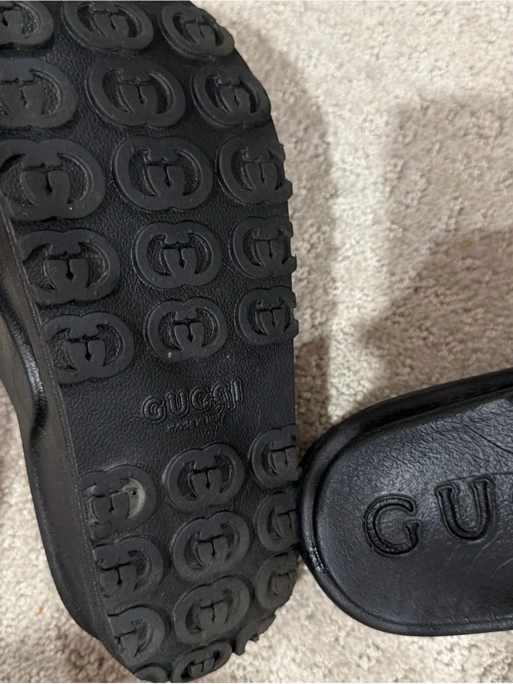 Gucci Black Men's Logo Rubber Slide Sandals